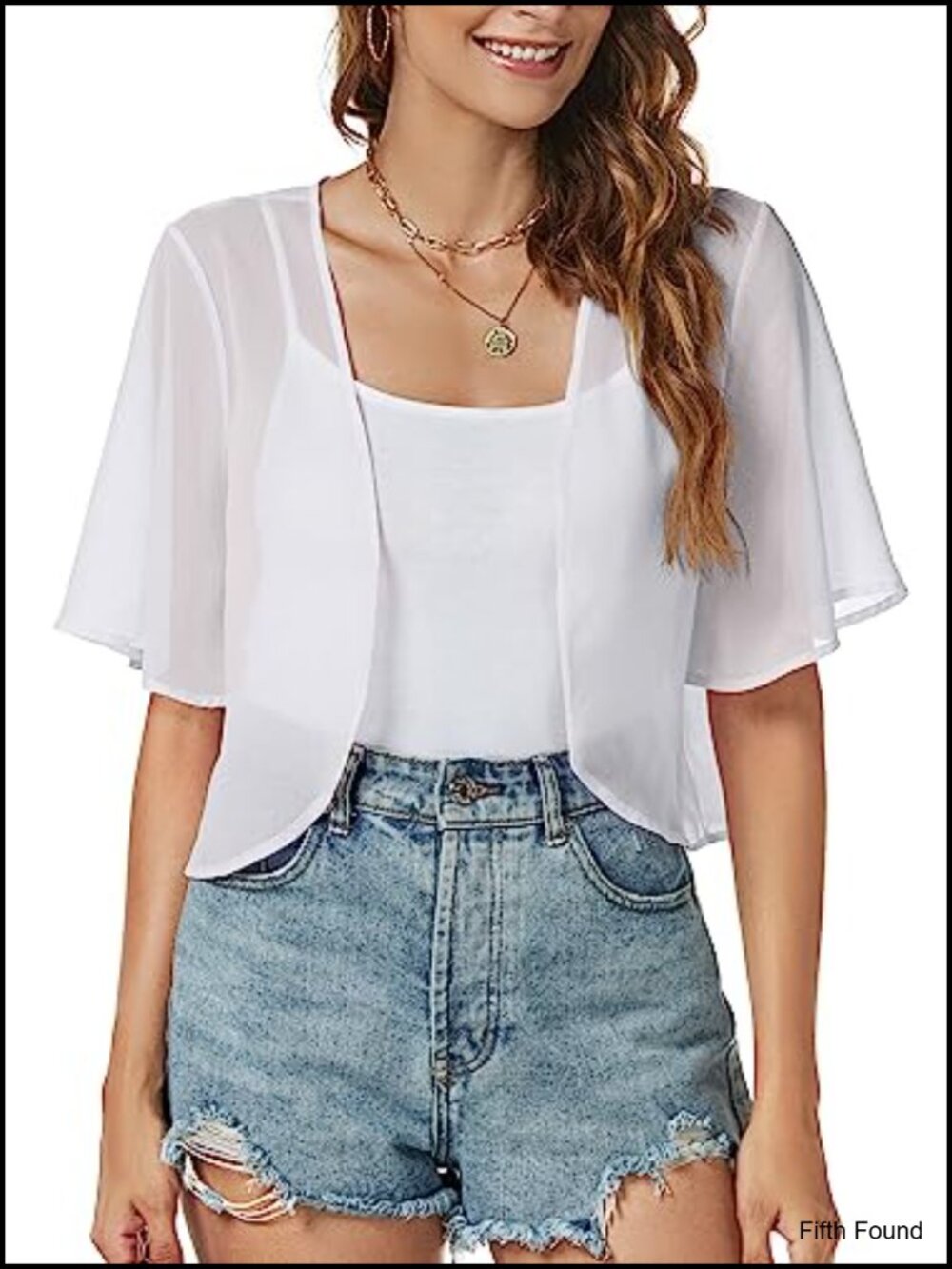 Women's Chiffon Cardigan Open Front Short Sleeve Sheer Bolero Dressy